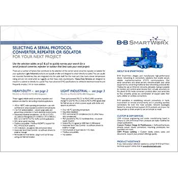 Serial Converter, Repeater, Isolator Product Selection Guide - B+B SmartWorx